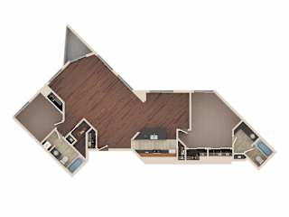Rainbow - 2 Bedroom Floor Plan Layout with 2 Baths and 1,531 square feet at Skyrise Luxury Apartments in Kalamazoo, MI.