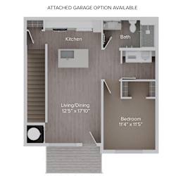 1 Bedroom, 1 Bathroom w/ Attached Garage Option Available