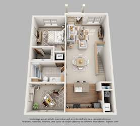 Floor Plan 1-Bedroom Standard with Den