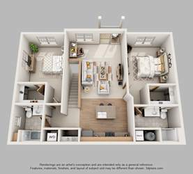 Floor Plan 2-Bedroom Standard with Garage
