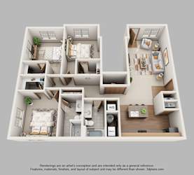 Floor Plan 3-Bedroom Standard with Garage