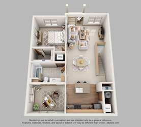 Floor Plan 1-Bedroom Standard with Den