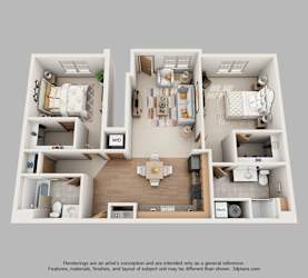 Floor Plan 2-Bedroom Standard with Garage