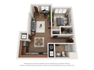 Floor Plan 1-Bedroom Deluxe with Garage