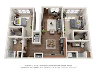 Floor Plan 2-Bedroom Deluxe with Garage