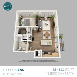 A 1 bedroom apartment with a bathroom is shown in this floor plan.