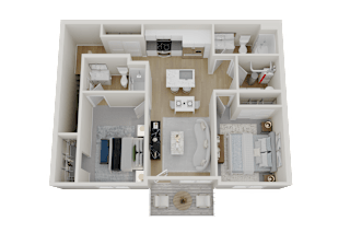 a 3d rendering of a bedroom floor plan of a house
