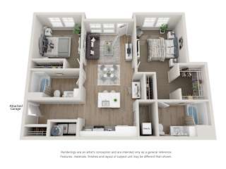2 Bedroom, 2 Bathroom ADA with Garage at The Locklyn Apartments