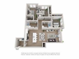 3 Bedroom, 2 Bathroom ADA with Garage at The Locklyn Apartments
