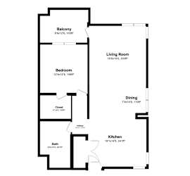 1 Bed 1 Bath Floor Plan at Bella Creek, ROHNERT PARK, 94928