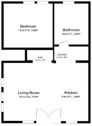 1 Bed 1 Bath Floor Plan at Edgeway Plaza, Rohnert Park
