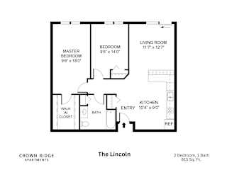 A black and white image of a floor plan for a apartment named The Lincoln.