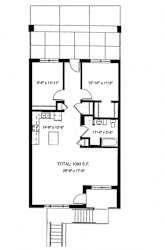 A black and white floorplan for a two bedroom apartment at 653 Artist Lofts