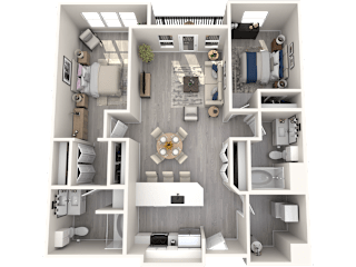 a floor plan of a 2100 sq ft apartment with a bedroom and a living room
