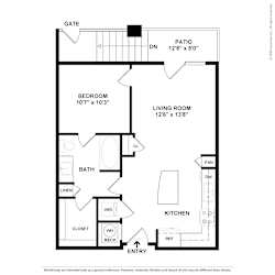 Midtown 205 Apartments in Charlotte, NC One Bedroom Floor Plan