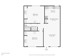 A floor plan of a one bedroom apartment.