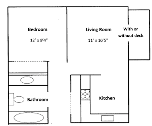 1 Bedroom 1 Bath Floorplan at University Square Apartments, Davis, CA
