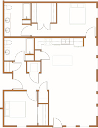 a floor plan of a small house with a kitchen and a living room