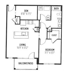 1 Bed Harrison Floor Plan at New Britain, Chalfont, PA