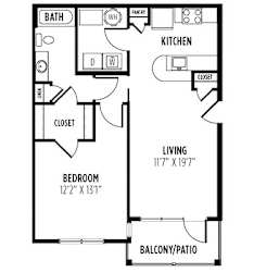 1 Bed Livingston Floor Plan at New Britain, Chalfont, PA, 18914
