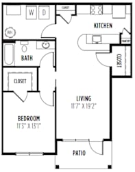 1 Bedroom Floorplan  at New Britain, Chalfont, PA