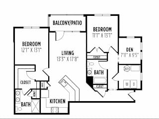 2 Bed Stockton Floor Plan at New Britain, Pennsylvania