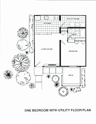 Floor Plan 1 bed 1 bath Galley Laminated