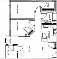 A black and white image of a floor plan for a house.