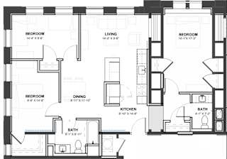 A black and white image of a house floor plan with labeled rooms.