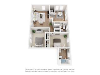 A floor plan of a house with three bedrooms, a living room, a kitchen, and a bathroom.