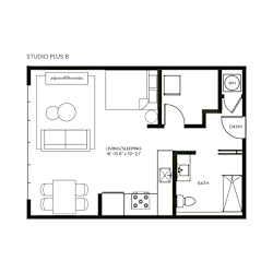 Studio Plus B Floor Plan at Anthem House Apartments, Huntsville, 35806