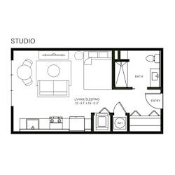 Studio Floor Plan at Anthem House Apartments, Huntsville