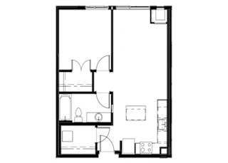 1 Bedroom Floor plan at Astro, Seattle, Washington