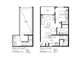 A floor plan of a residential property is shown with two different layouts.