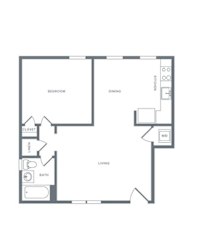 1 bed 1 bath A1 Lower Upgraded Floor Plan at Alister Morristown, Morristown, NJ