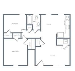 2 bed 2 bath B1-Alt_Lower Floor Plan at Alister Morristown, Morristown, NJ, 07960