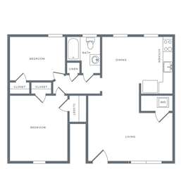2 bed 2 bath B1_Lower Floor Plan at Alister Morristown, Morristown, NJ