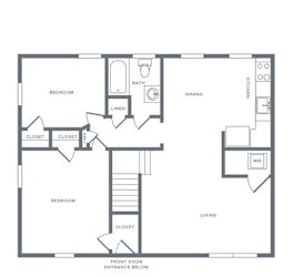 2 bed 2 bath B2 Upper Floor Plan at Alister Morristown, New Jersey, 07960