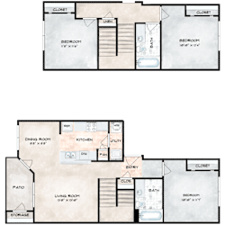 the floor plan of a small house with a bedroom and a living room