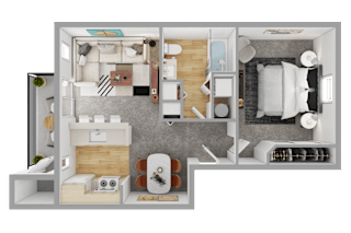 1 Bed 1 Bath Floor Plan at Sage Apartments, Everett