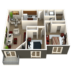 2 Bedroom Floor Plan at Eagles Landing Apartments, Everett, WA 98204