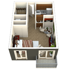 Studio Floor Plan at Eagles Landing Apartments, Everett, WA 98204