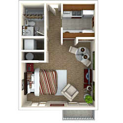 Studio Floor Plan at Eagles Landing Apartments, Washington