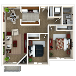 Two Bedroom Floor Plan at Eagles Landing Apartments, Washington, 98204