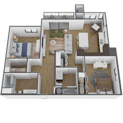 3D floor plan of The Max 2 Bedroom A