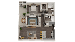 2 bed 2 bath floor plan at Altitude Apartments, Moreno Valley