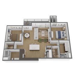 2 bed 2 bath floor plan C at The Max on Jefferson Apartments, California