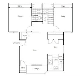 Floor Plan Sierra 2 Bedroom 2 Bath at Sixteen60 Apartment Homes, San Bernardino, CA, 92407
