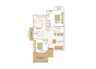 Floor Plan Two Bedroom, One Bath