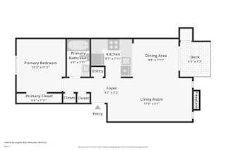 Floor plan of a one bedroom apartment